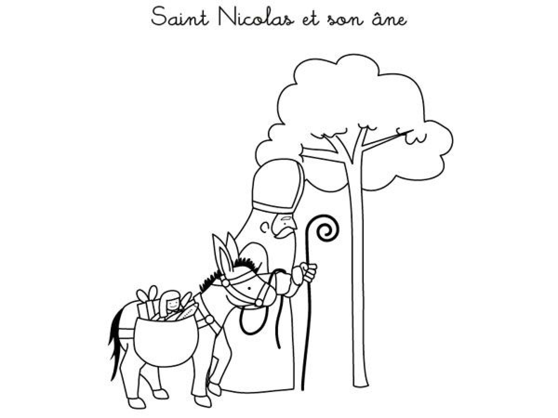 Coloriage Saint Nicolas Et Son Ane