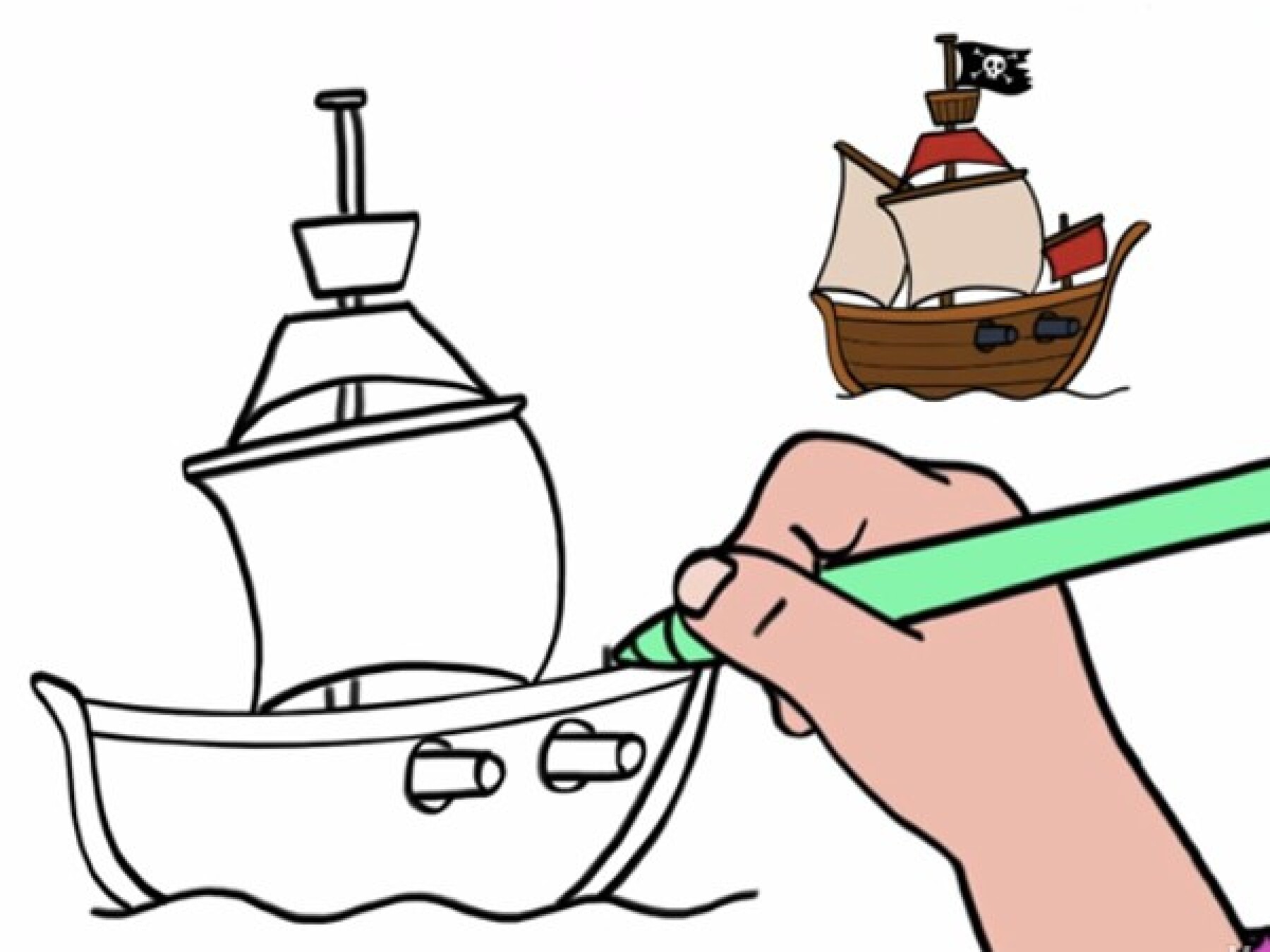 Comment dessiner un bateau de pirates ?