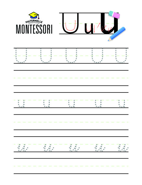 Apprendre l'alphabet avec Montessori : la lettre U