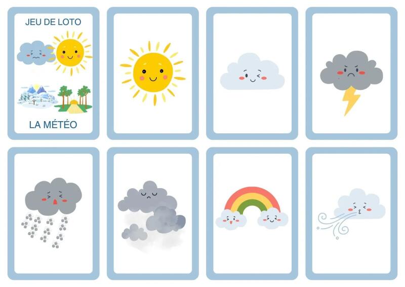 Jeu de loto à imprimer : La météo